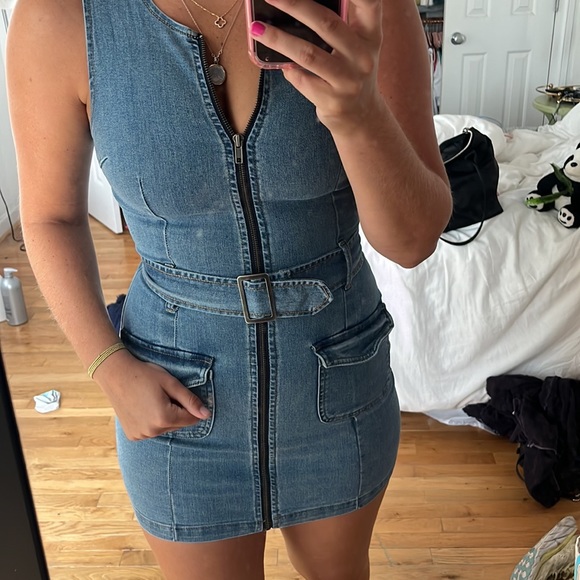 DENIM DRESS WITH BELT - Picture 2 of 3